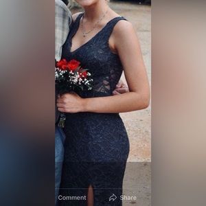 B. Darlin Smokey Gray Prom Dress